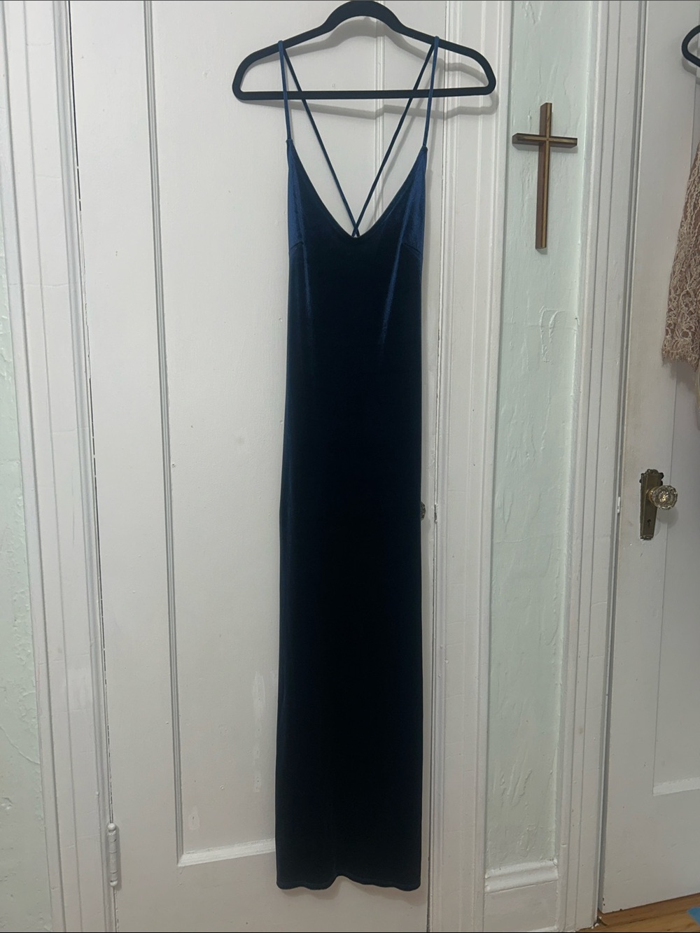 Wedding Guest Navy Velvet Slip Dress